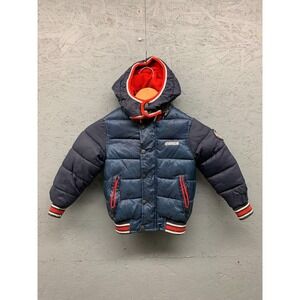 Diesel Size 4 Boys Blue Red‎ Winter Puffer Jacket Coat Snap